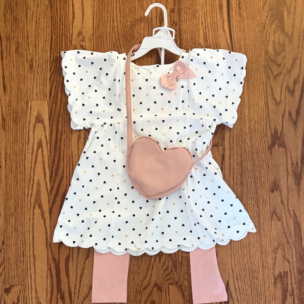 Isaac Mizrahi White Dress with Black Hearts